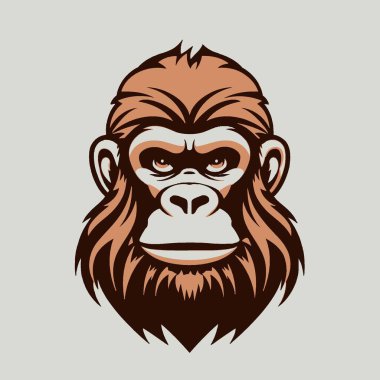Dryopithecus Dryopithecine Logo Vektör Sanatı Sade Arka plan Primatı, Fosil, Antropoloji, Simge.