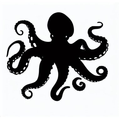 Vector Silhouette of Octopus, Intelligent Octopus Illustration for Marine and Sea Themes clipart