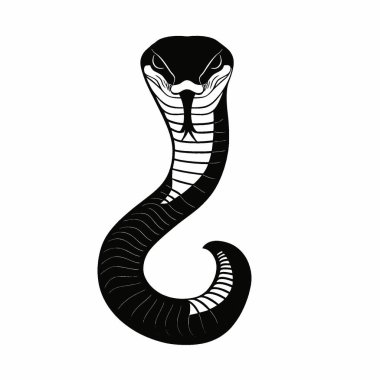 Monocled Cobra silhouette,Elegant Black and White Silhouette Flat Icon. clipart