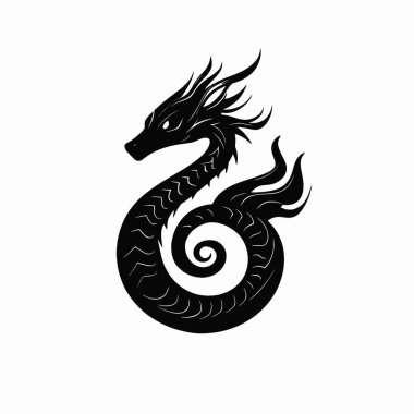 Basilisk düz vektör simgesi, Temiz Siyah ve Beyaz Vektör Siluet Sanatı.