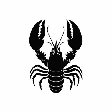 Lobster silhouette,Modern Black and White Silhouette Flat Icon. clipart