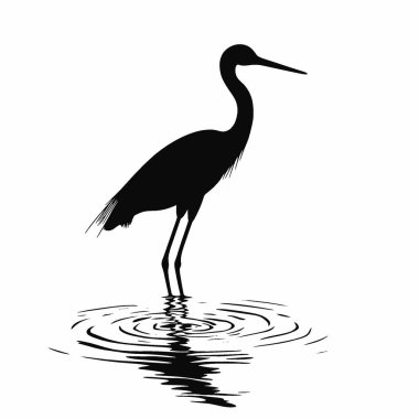 Jacana silueti, Modern Siyah ve Beyaz Siluet Düz Simge.