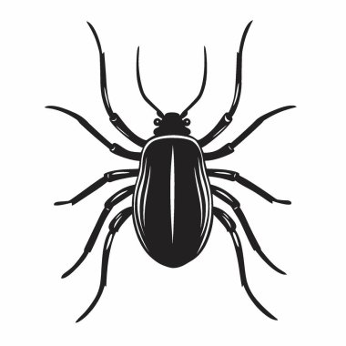 Lone Star Tick silhouette,Minimalist Flat Black and White Silhouette Icon. clipart