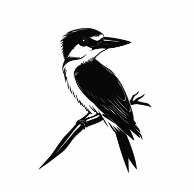 Kingfisher flat vector icon,Elegant Black and White Silhouette Flat Icon. clipart