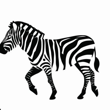 Çizgili Desenli, Egzotik ve Afrika Vahşi Yaşam Vektörü İllüstrasyonlu Zebra Silueti