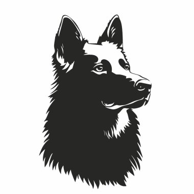 Berger Blanc Suisse silueti, Modern Siyah ve Beyaz Siluet Düz Simge.