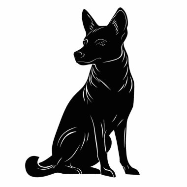 Dingo düz vektör simgesi, Ebedi Siyah ve Beyaz Vektör Siluet Tasarımı.