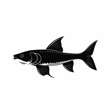 Chinese Paddlefish silhouette,Modern Black and White Silhouette Flat Icon. clipart