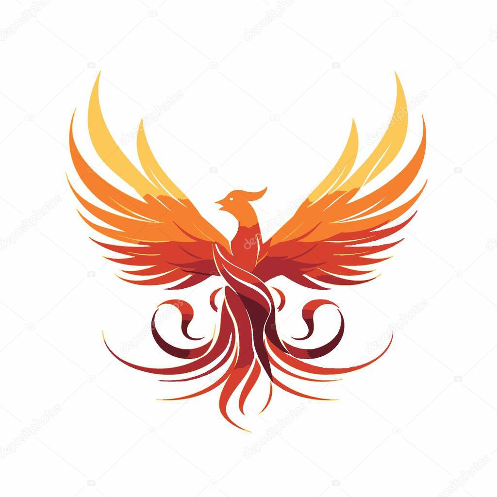 Phoenix Flat Vector Art Mythical, Firebird, Rebirth, Symbol, Icon.