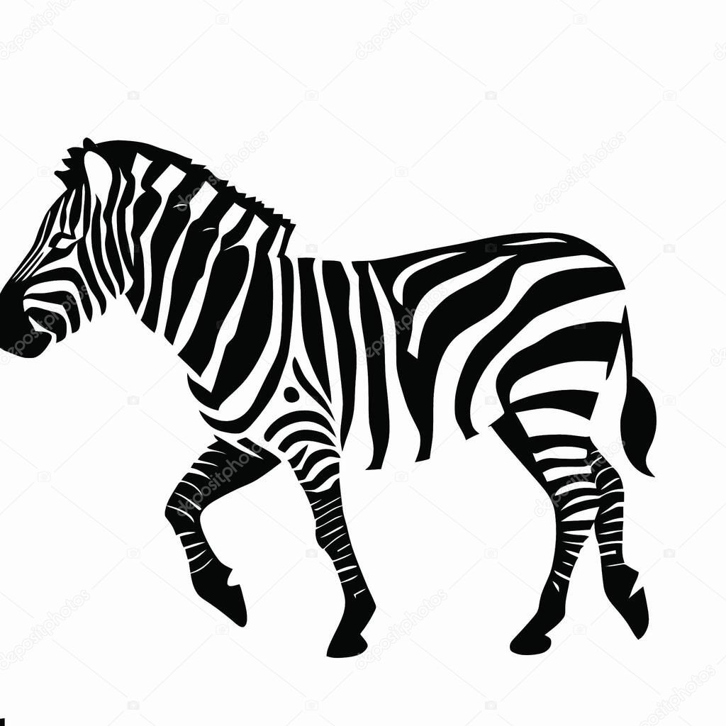 Zebra Silhouette with Striped Pattern , Exotic and African Wildlife Vector Illustration