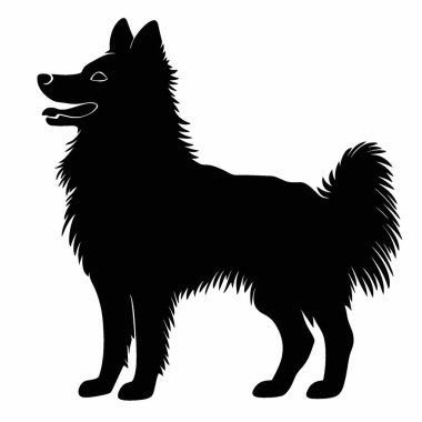 Norveç Buhund silueti, Zarif Siyah ve Beyaz Siluet Düz Simge.
