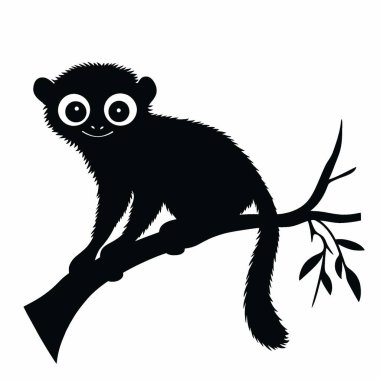 Loris silhouette,Simple Black and White Silhouette for Branding. clipart