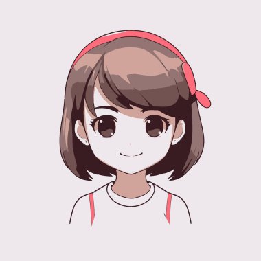 Tatlı Kız Anime Logosu, Kawaii, Karakter, Çizgi Film, Simge.