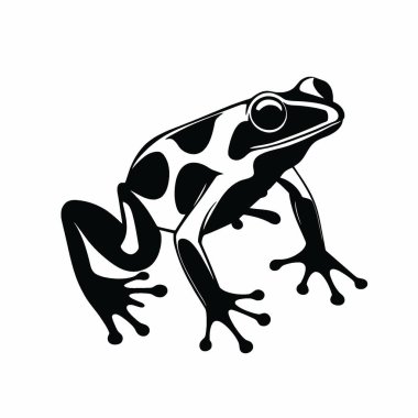 Poison Dart Frog silhouette,Clean Black and White Vector Silhouette Art. clipart