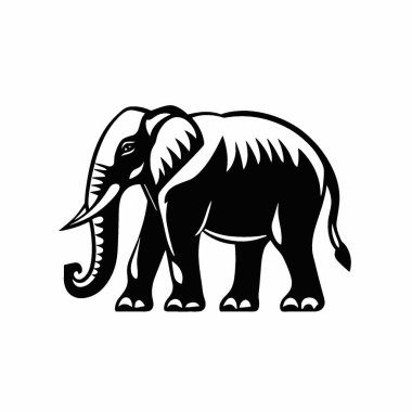 Asian Elephant flat vector icon,Versatile Black and White Vector Icon for Projects. clipart