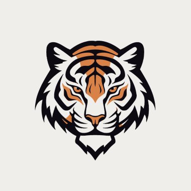 Tiger Düz Vektör Sanat Stili Vektör Basit Şekilli Logo.