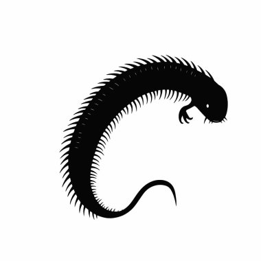 Caecilian silhouette,Elegant Black and White Silhouette Flat Icon. clipart