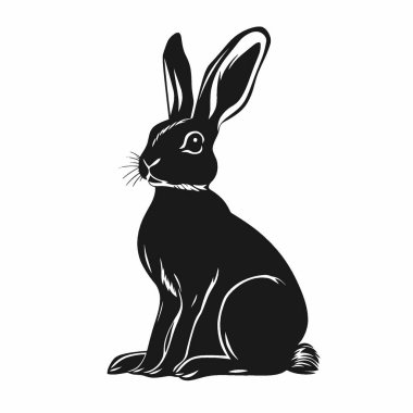Jackrabbit düz vektör simgesi, Temiz Siyah ve Beyaz Vektör Siluet Sanatı.