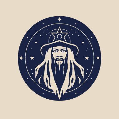 Mystic Seer Logo Style Vector Art in Plain Background Fantasy, Symbol, Icon, Fortune, Mystery. clipart