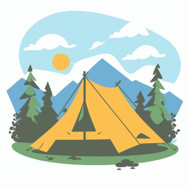 Camping Tent Travel Related Vector Outdoor, Adventure, Recreation, Campsite, Icon. clipart