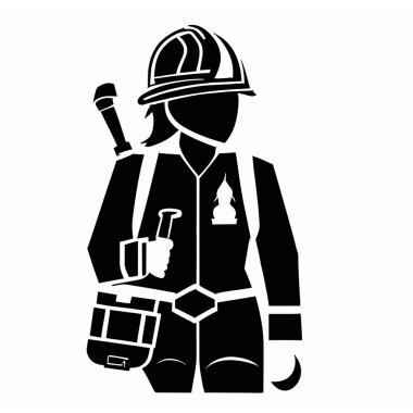 Vector of a Female Firefighter, Brave Female Firefighter Graphic clipart