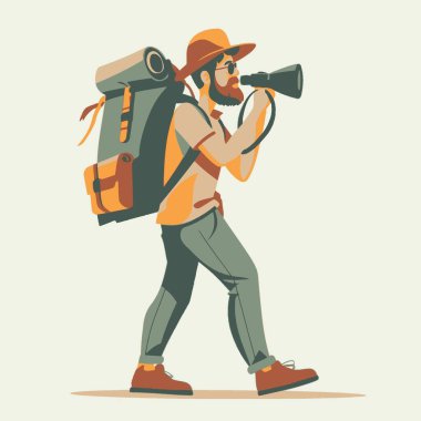 Traveler with a Telescope Travel Related Vectorin Plain Background. clipart