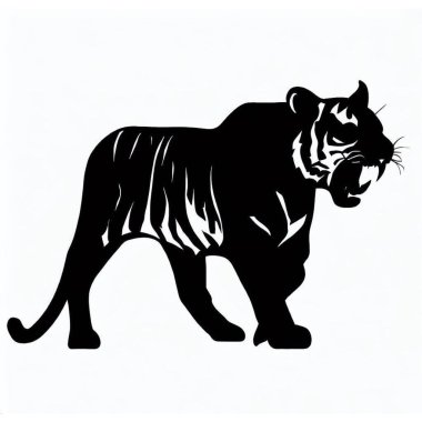 Vector Silhouette of Tiger, Powerful Tiger Graphic for Wildlife and Jungle Concepts clipart