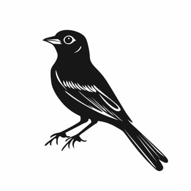 Bobolink silhouette,Versatile Black and White Vector Icon for Projects. clipart