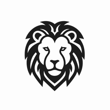 lion flat vector icon,Modern Black and White Silhouette Flat Icon. clipart