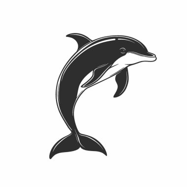 Bottle Nose dolphin flat vector icon,Stylish Black and White Icon Flat Vector Design. clipart