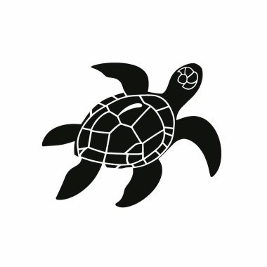 Green Sea Turtle flat vector icon,Modern Black and White Silhouette Flat Icon. clipart