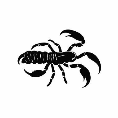 Arizona Bark Scorpion silueti, Marka için Basit Siyah ve Beyaz Siluet.