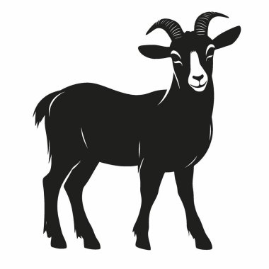 Goat flat vector icon,Simple Black and White Silhouette for Branding. clipart