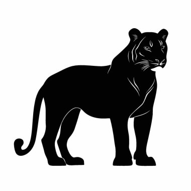 Liger silhouette,Stylish Black and White Icon Flat Vector Design. clipart