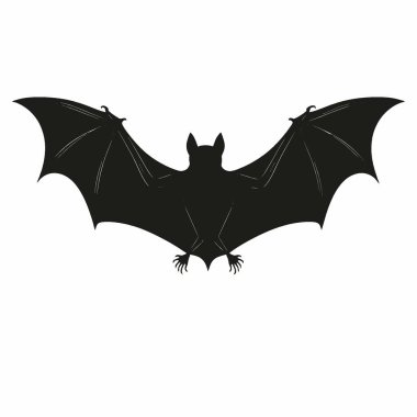 Mexican Free Tailed Bat silhouette,Elegant Black and White Silhouette Flat Icon. clipart