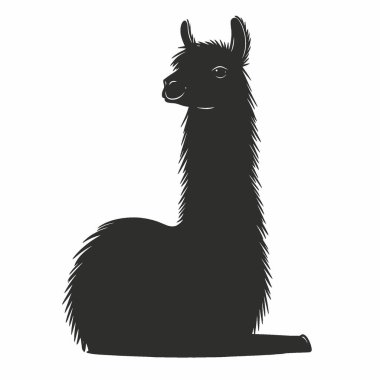 Alpaca silueti, Modern Siyah ve Beyaz Siluet Düz Simge.