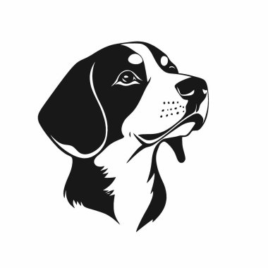 Beagle silueti, Modern Siyah ve Beyaz Siluet Düz Simge.