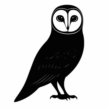 Barn Owl silhouette,Modern Black and White Silhouette Flat Icon. clipart