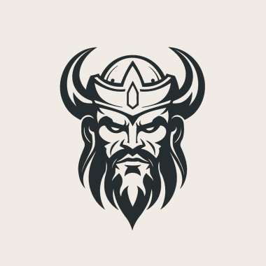 Düz Arkaplanda Savaşçı Logo Vektör Sanatı.