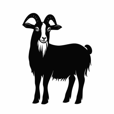 Goat flat vector icon,Simple Black and White Silhouette for Branding. clipart