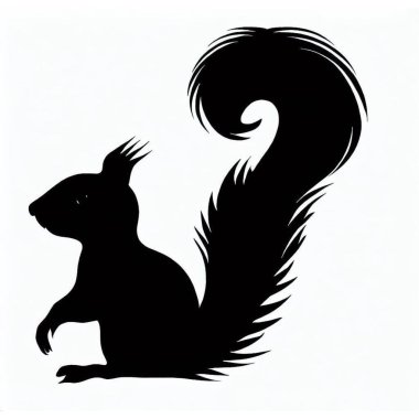 Vector Silhouette of Squirrel, Playful Squirrel Graphic for Forest and Wildlife Concepts clipart