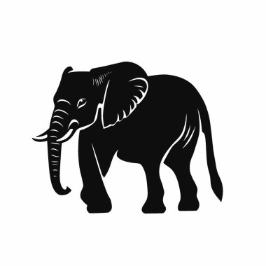 Asian Elephant silhouette,Clean Black and White Vector Silhouette Art. clipart