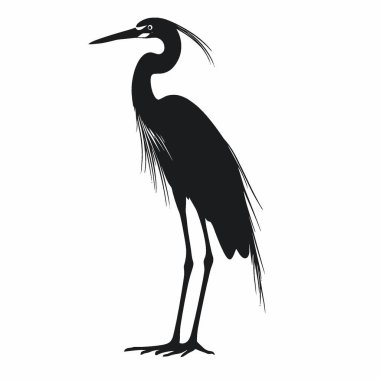 Egret düz vektör simgesi, Grafikler için Chic Tek Renkli Vektör Silueti.