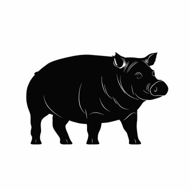 Babirusa silueti, Siyah ve Beyaz Siluet Tasarım Vektörü Simgesi.