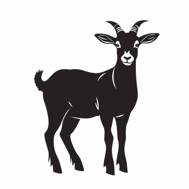 LaMancha Goat silhouette,Clean Black and White Vector Silhouette Art. clipart