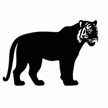 Tazmanian tiger silhouette,Stylish Black and White Icon Flat Vector Design. clipart