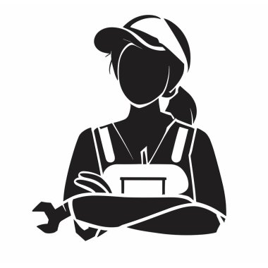 Vector of a Female Mechanic, Competent Female Mechanic Graphic clipart