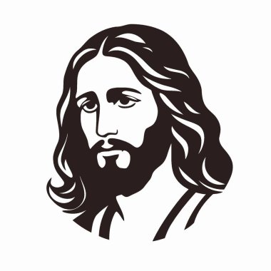 İsa 'nın Silueti, Logo Hıristiyan İnanç Sembolü, Dini Profil Simgesi Tasarımı.