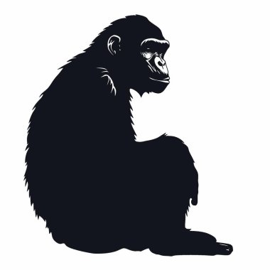 Ape silhouette,Timeless Black and White Vector Silhouette Design. clipart