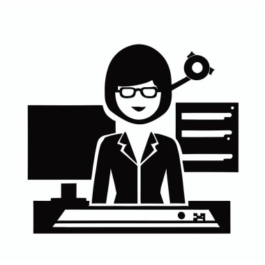 Bir Kadın Programcının Vektörü, Programlama ve Kodlama Tasarımları için Basit Vektör İllüstrasyonu